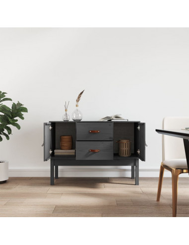 Credenza Grigia 110x40x78 cm in Legno Massello di Pino