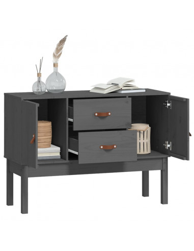 Credenza Grigia 110x40x78 cm in Legno Massello di Pino