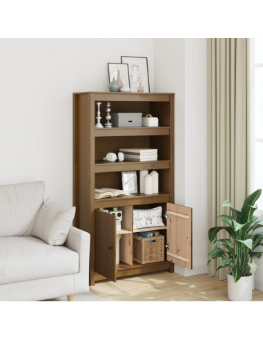 Credenza Miele 80x35x154 cm in Legno Massello di Pino