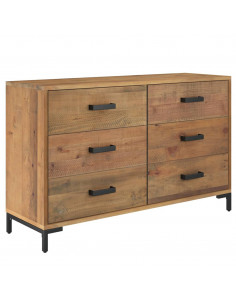 Credenza Marrone 110x35x70 cm in Legno Massello di Pino 2