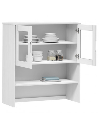 Piano Credenza MOLDE Bianco 90x35x100 cm Legno Massello di Pino