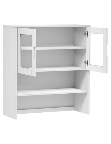 Piano Credenza MOLDE Bianco 90x35x100 cm Legno Massello di Pino