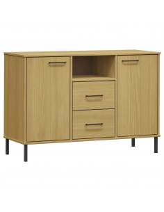 Credenza Gambe Metallo Marrone 113x40x77 cm Legno Massello OSLO 2