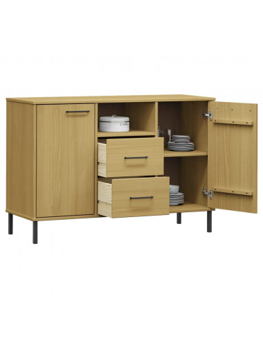 Credenza Gambe Metallo Marrone 113x40x77 cm Legno Massello OSLO