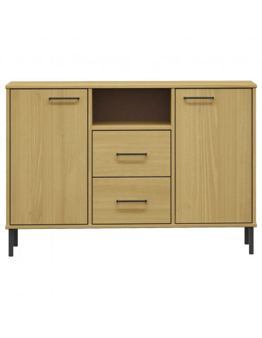 Credenza Gambe Metallo Marrone 113x40x77 cm Legno Massello OSLO