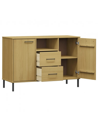 Credenza Gambe Metallo Marrone 113x40x77 cm Legno Massello OSLO