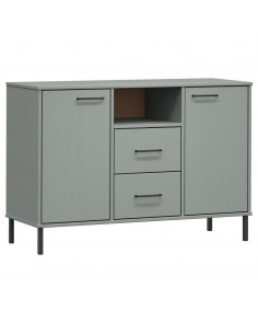 Credenza Gambe Metallo Grigio 113x40x77 cm Legno Massello OSLO 2