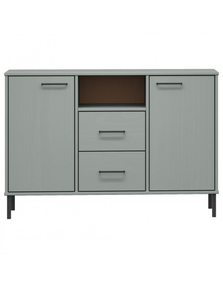 Credenza Gambe Metallo Grigio 113x40x77 cm Legno Massello OSLO