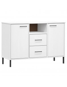 Credenza Gambe Metallo Bianco 113x40x77 cm Legno Massello OSLO 2