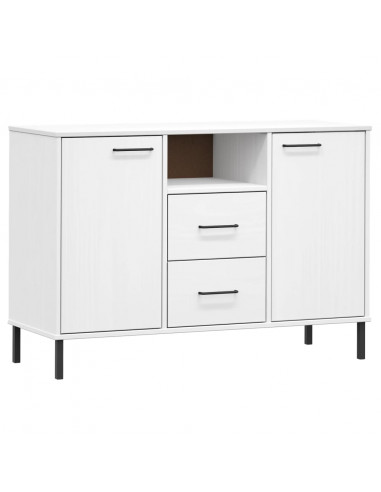 Credenza Gambe Metallo Bianco 113x40x77 cm Legno Massello OSLO
