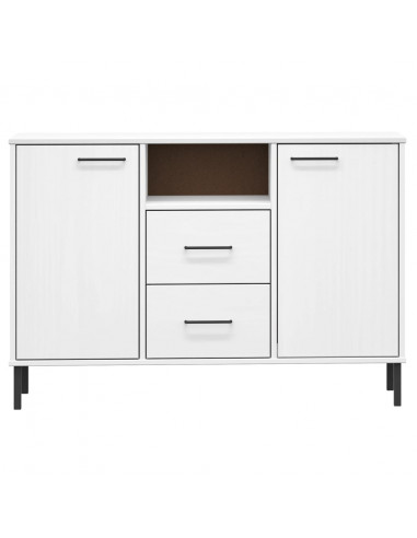 Credenza Gambe Metallo Bianco 113x40x77 cm Legno Massello OSLO