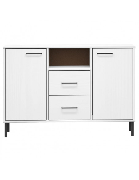Credenza Gambe Metallo Bianco 113x40x77 cm Legno Massello OSLO