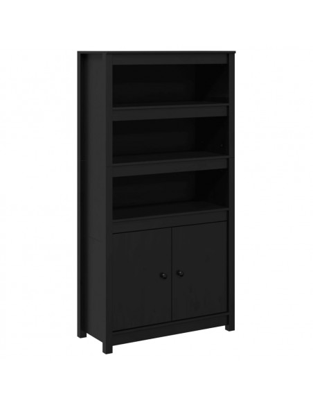 Credenza Nera 80x35x154 cm in Legno Massello di Pino