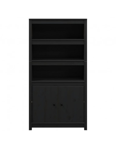 Credenza Nera 80x35x154 cm in Legno Massello di Pino