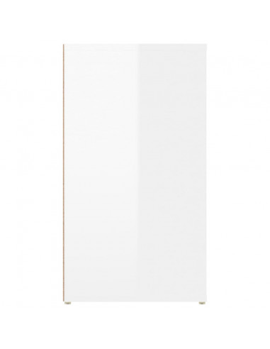 Credenza Bianco Lucido 100x33x59,5 cm in Legno Multistrato