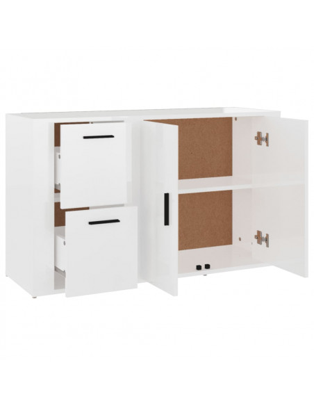 Credenza Bianco Lucido 100x33x59,5 cm in Legno Multistrato