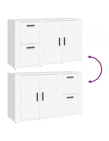 Credenza Bianca 100x33x59,5 cm in Legno Multistrato