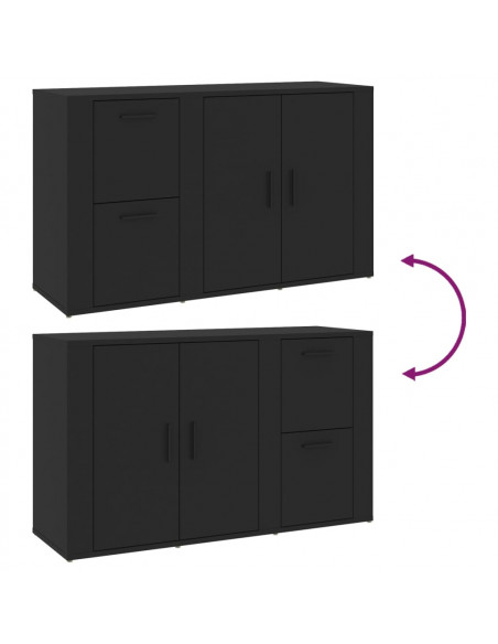 Credenza Nera 100x33x59,5 cm in Legno Multistrato