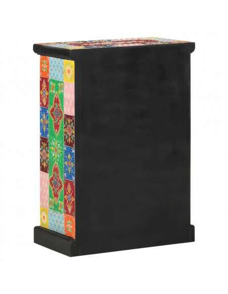 Credenza Dipinta Mano con Ante 53x30x75 cm Legno Massello Mango