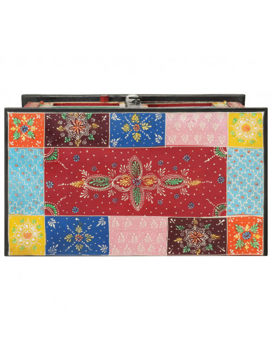 Credenza Dipinta Mano con Ante 53x30x75 cm Legno Massello Mango