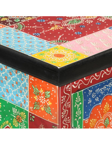 Credenza Dipinta Mano con Ante 53x30x75 cm Legno Massello Mango