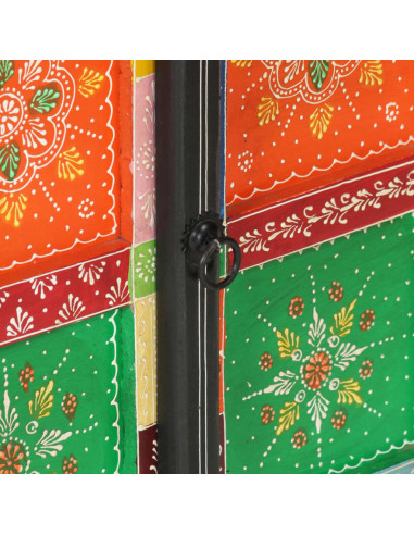 Credenza Dipinta Mano con Ante 53x30x75 cm Legno Massello Mango