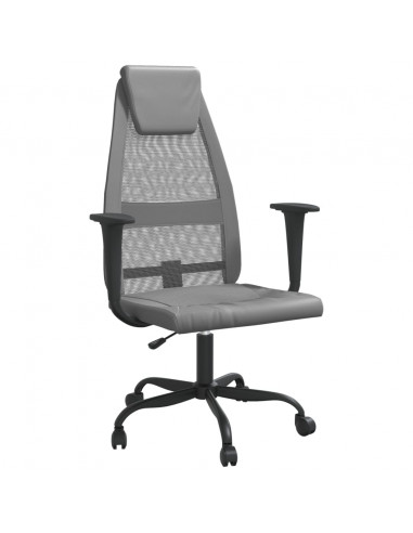 Sedia da Ufficio Altezza Regolabile Grigia in Rete e Similpelle