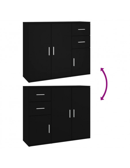 Credenza Nera 91x29,5x75 cm in Legno Multistrato