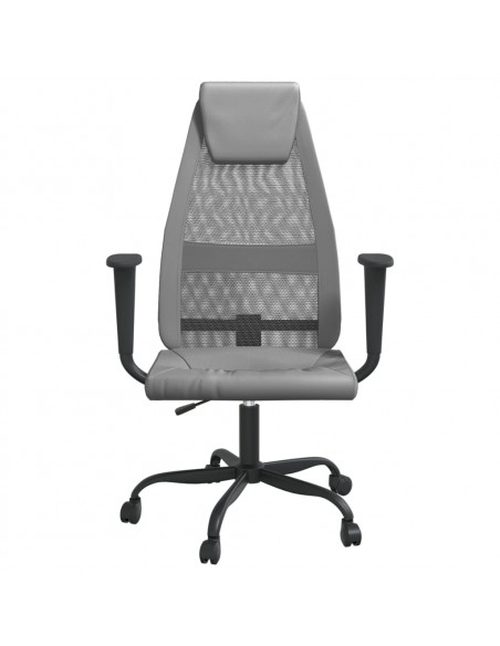 Sedia da Ufficio Altezza Regolabile Grigia in Rete e Similpelle