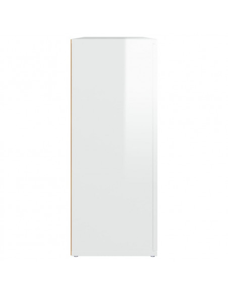 Credenza Bianco Lucido 91x29,5x75 cm in Legno Multistrato