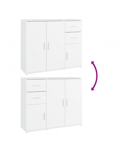 Credenza Bianca 91x29,5x75 cm in Legno Multistrato