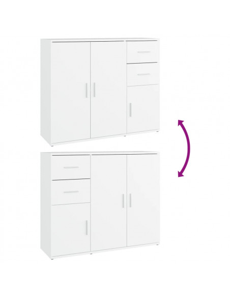 Credenza Bianca 91x29,5x75 cm in Legno Multistrato