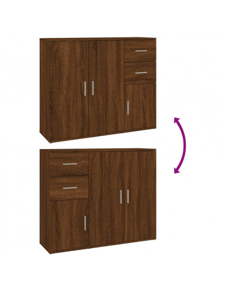 Credenza Rovere Marrone 91x29,5x75 cm in Legno Multistrato