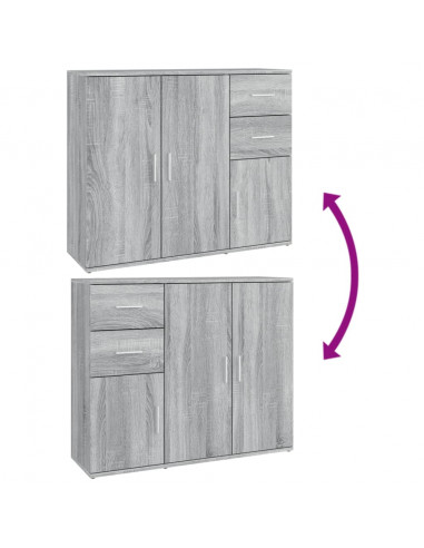 Credenza Grigio Sonoma 91x29,5x75 cm in Legno Multistrato