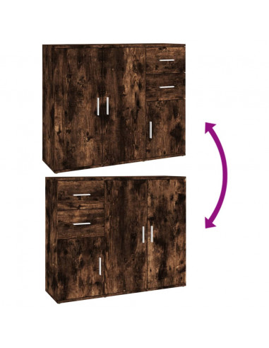 Credenza Rovere Fumo 91x29,5x75 cm in Legno Multistrato