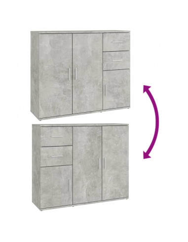 Credenza Grigio Cemento 91x29,5x75 cm in Legno Multistrato