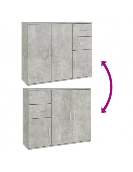 Credenza Grigio Cemento 91x29,5x75 cm in Legno Multistrato