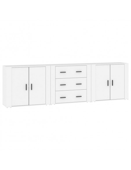 Credenze 3 pz Bianco in Legno Multistrato