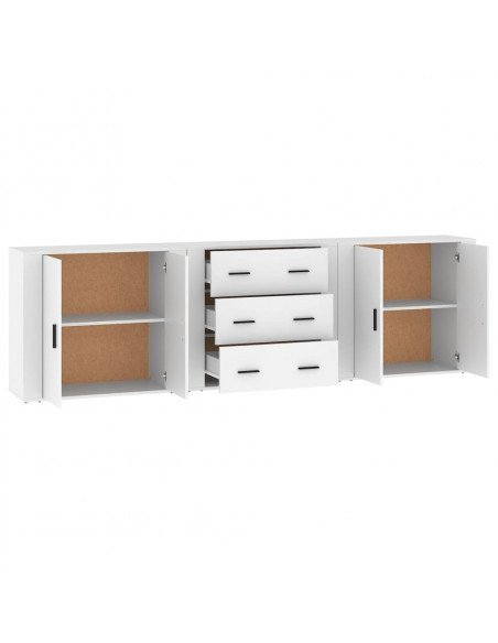 Credenze 3 pz Bianco in Legno Multistrato