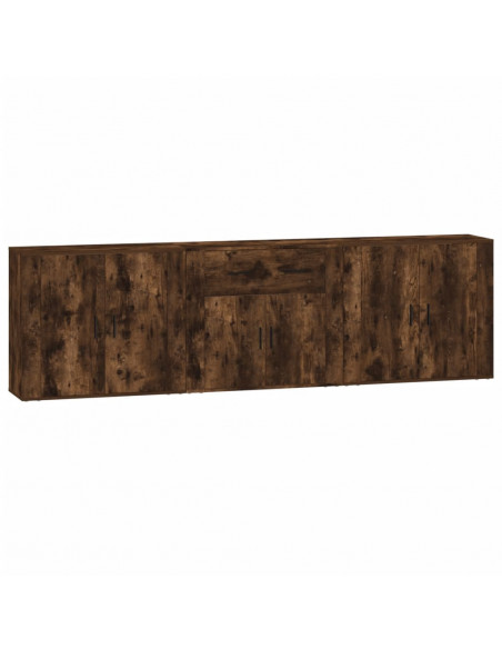 Credenze 3 pz Rovere Fumo in Legno Multistrato