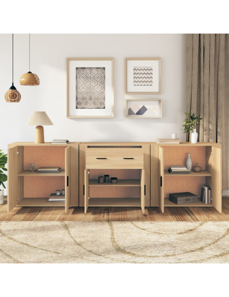 Credenze 3 pz Rovere Sonoma in Legno Multistrato