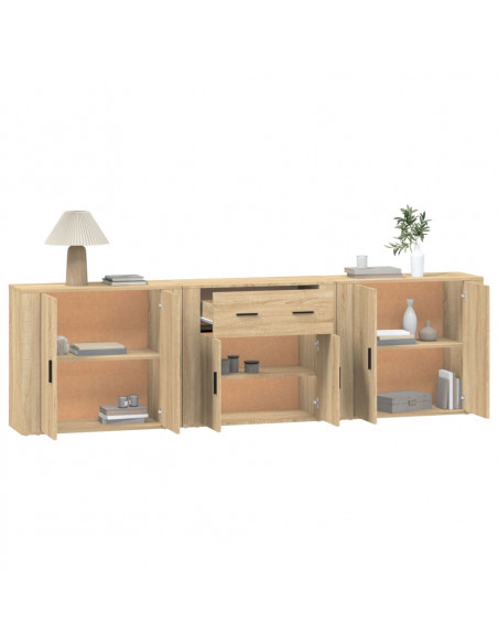 Credenze 3 pz Rovere Sonoma in Legno Multistrato