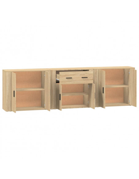 Credenze 3 pz Rovere Sonoma in Legno Multistrato