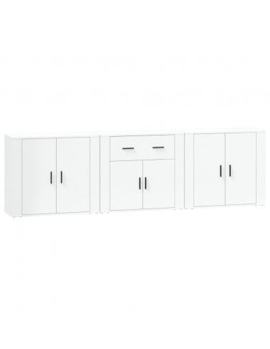 Credenze 3 pz Bianco in Legno Multistrato