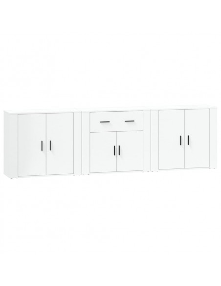 Credenze 3 pz Bianco in Legno Multistrato