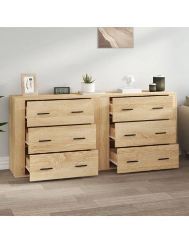 Credenze 2 pz Rovere Sonoma in Legno Multistrato