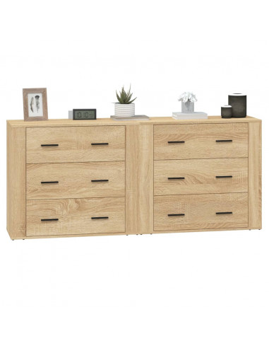 Credenze 2 pz Rovere Sonoma in Legno Multistrato