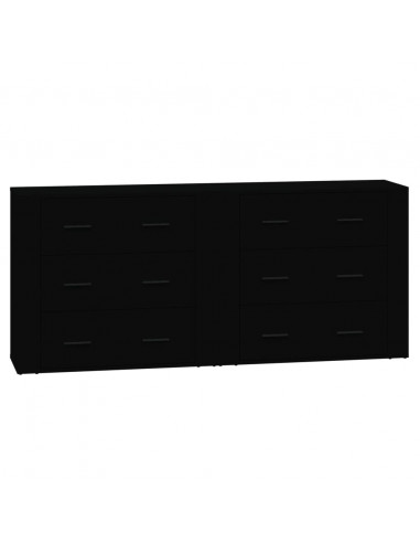 Credenze 2 pz Nere in Legno Multistrato