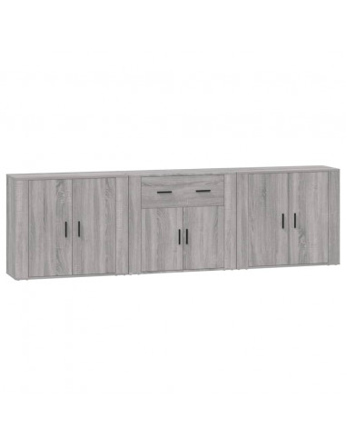 Credenze 3 pz Grigio Sonoma in Legno Multistrato