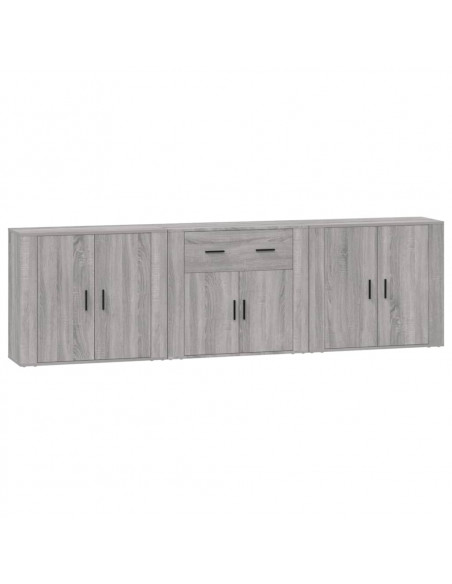 Credenze 3 pz Grigio Sonoma in Legno Multistrato